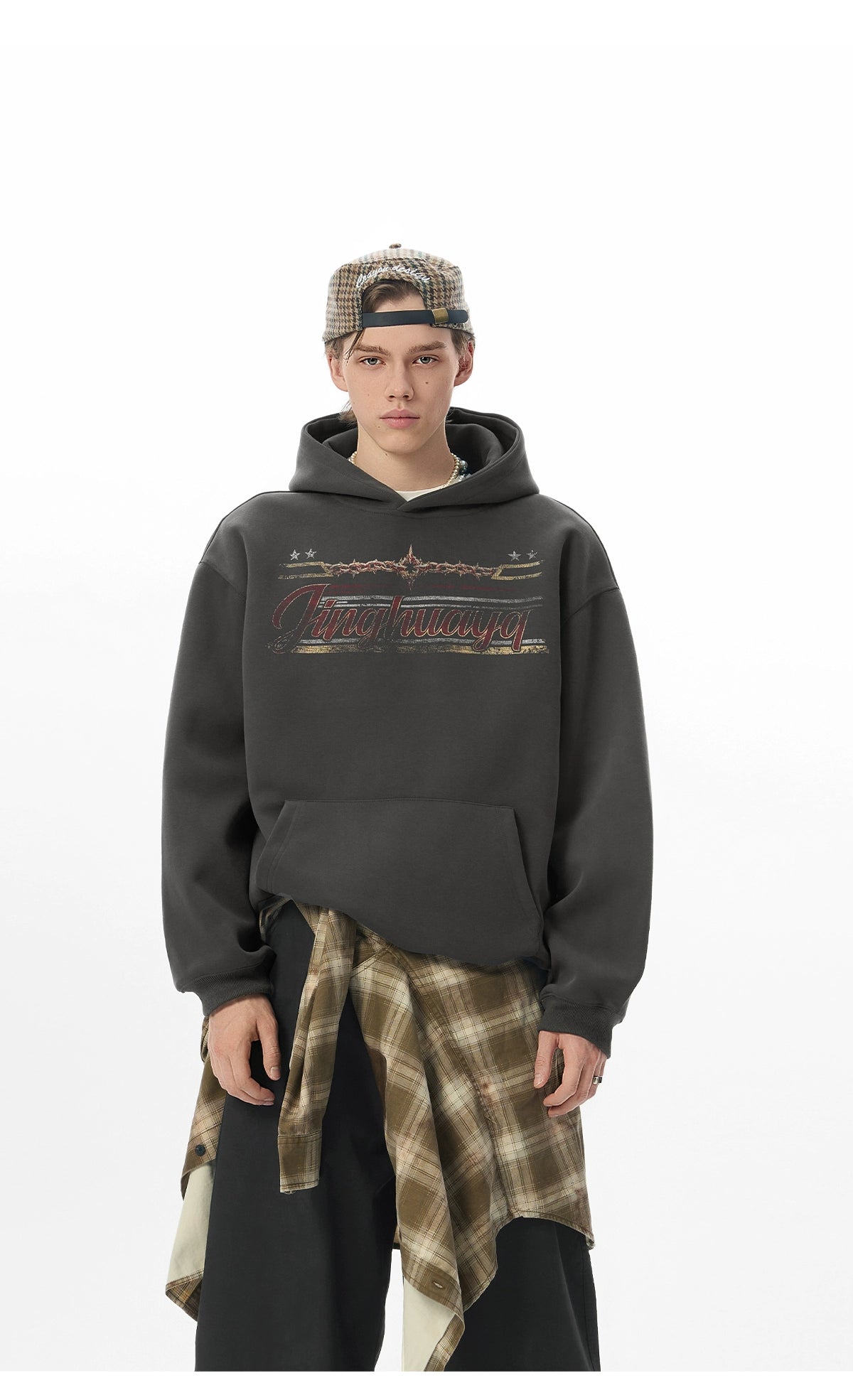 JHYQ Retro Letter Print Loose Sweater