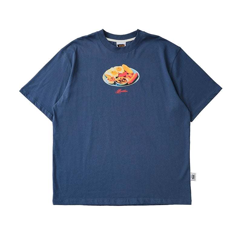 Battles Food Themed Retro Print Casual Tee