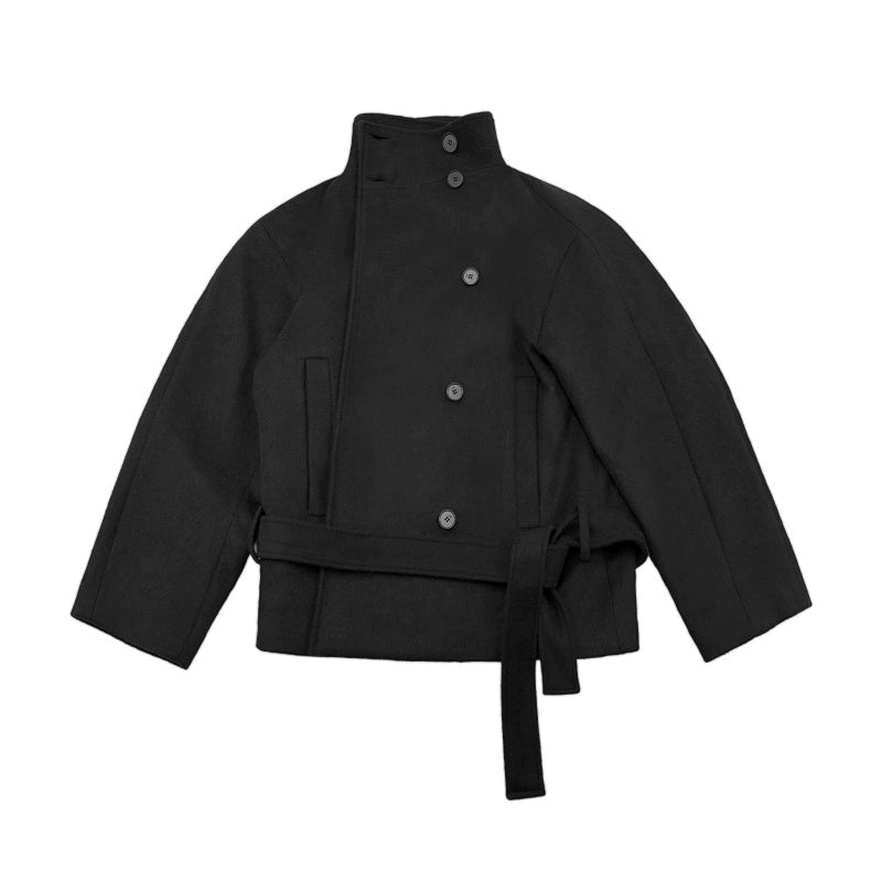 JCAESAR WOMEN Strappy Short Woolen Coat