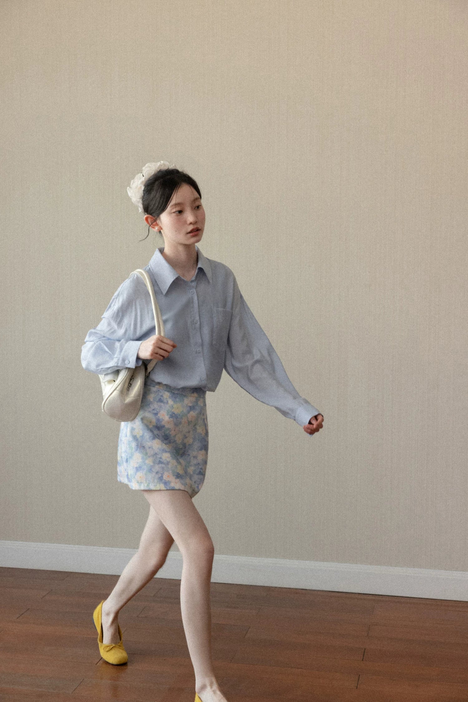 Cantonstory High Waist Floral Skirt