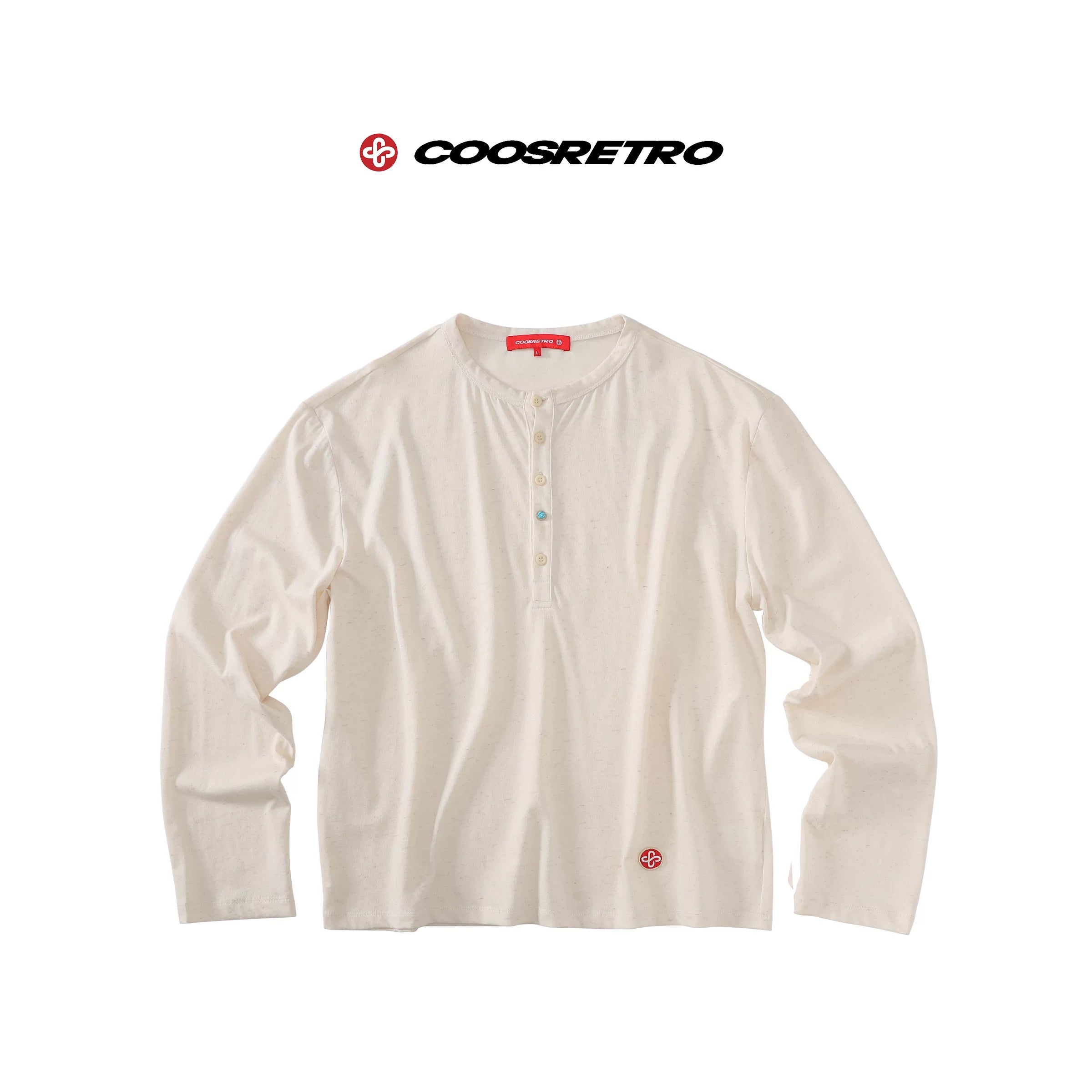CoosRetro Loose Henry Neck Knitted Long Sleeve