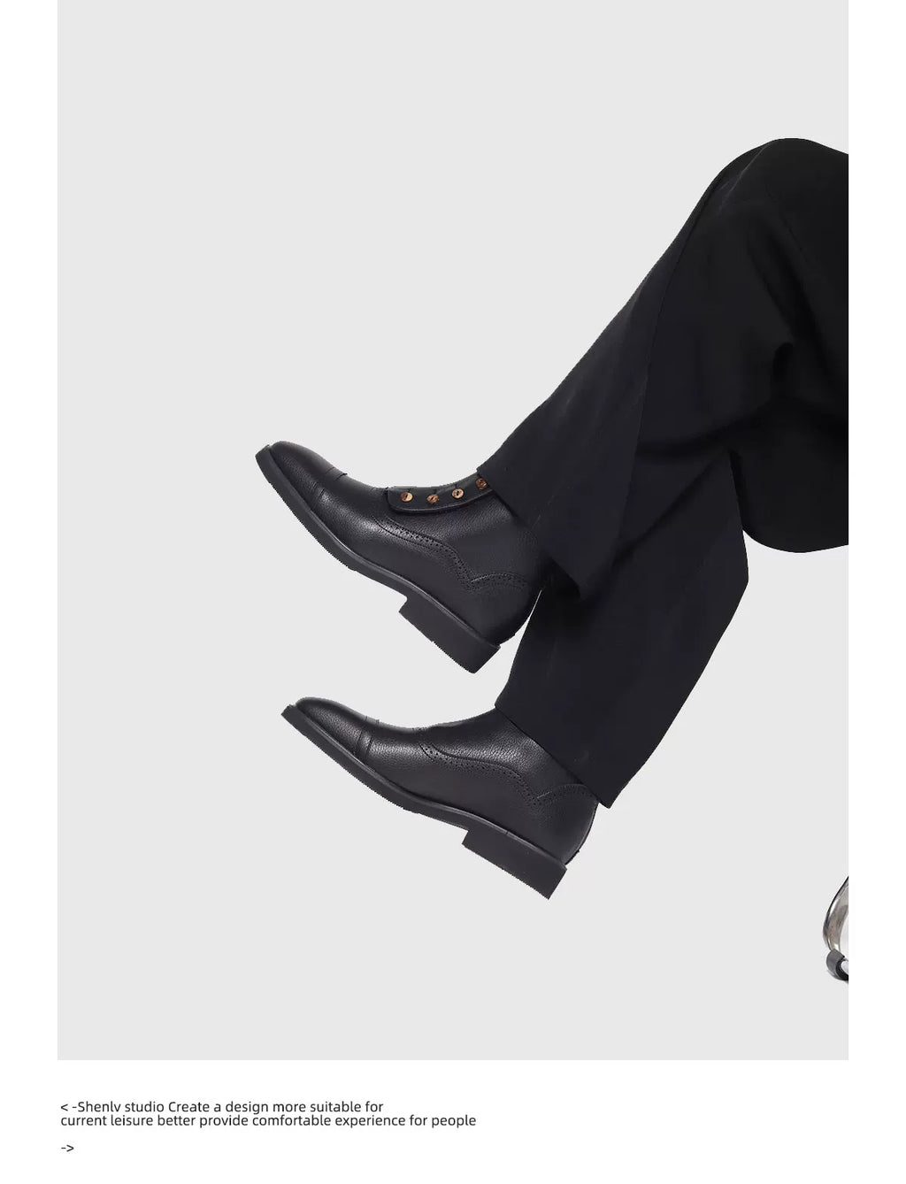 SHENLV STUDIO Button Pointed Casual Dress Chelsea Boots