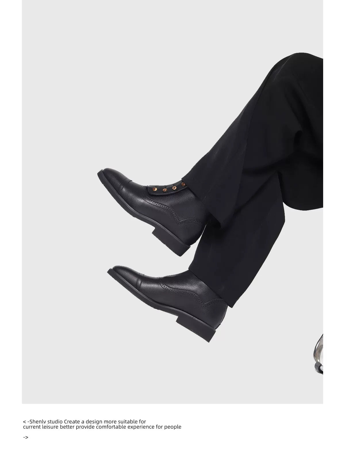 SHENLV STUDIO Button Pointed Casual Dress Chelsea Boots