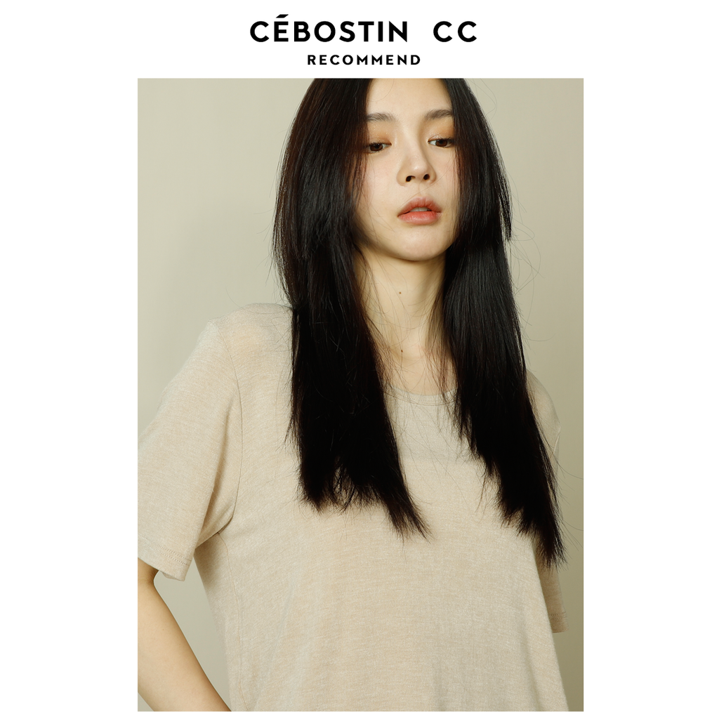 Cebostin Lazy Wind Round Neck Loose Casual Versatile Tee