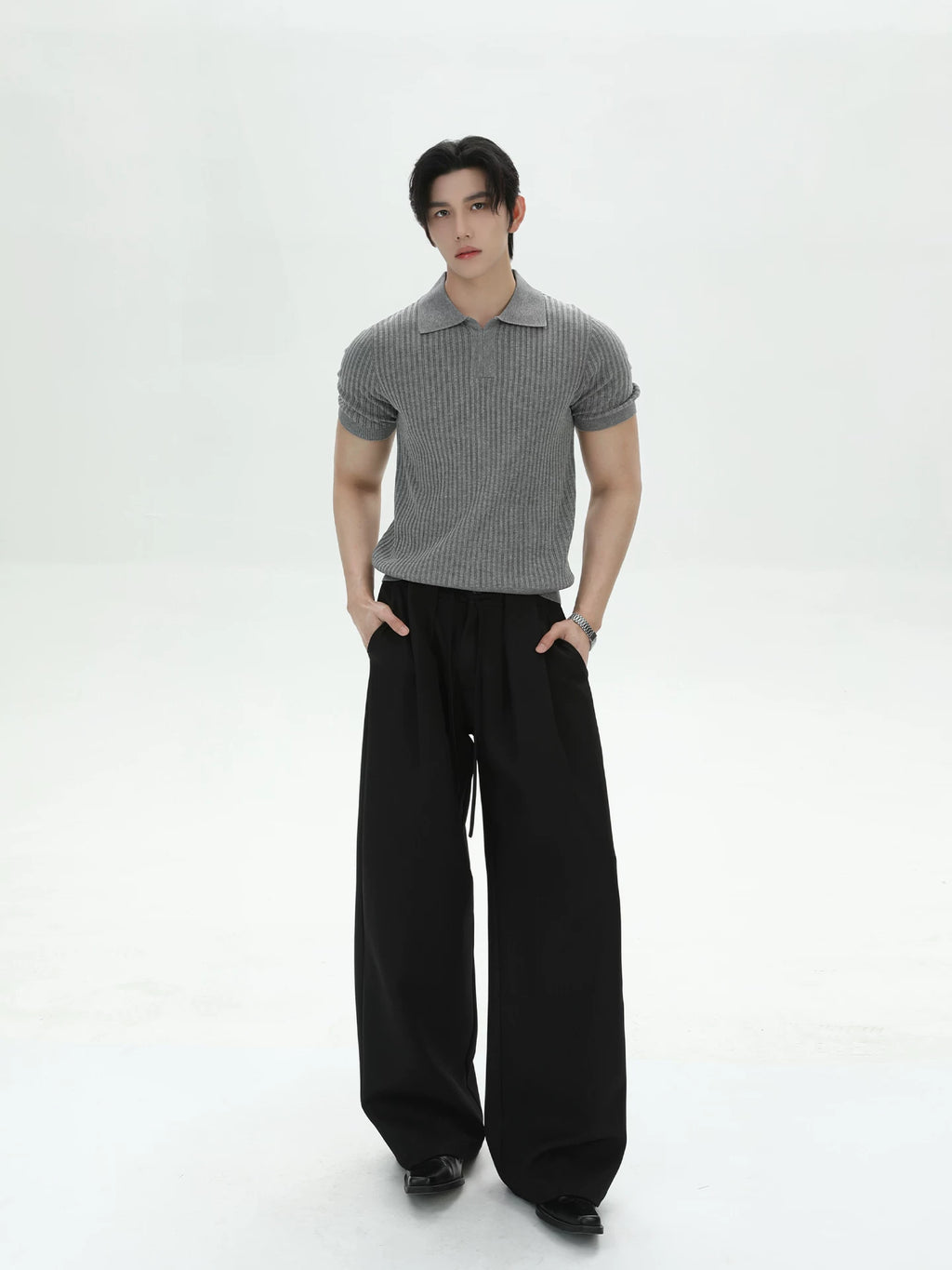 TURNTIDE Knitted Polo Shirt Casual Tee