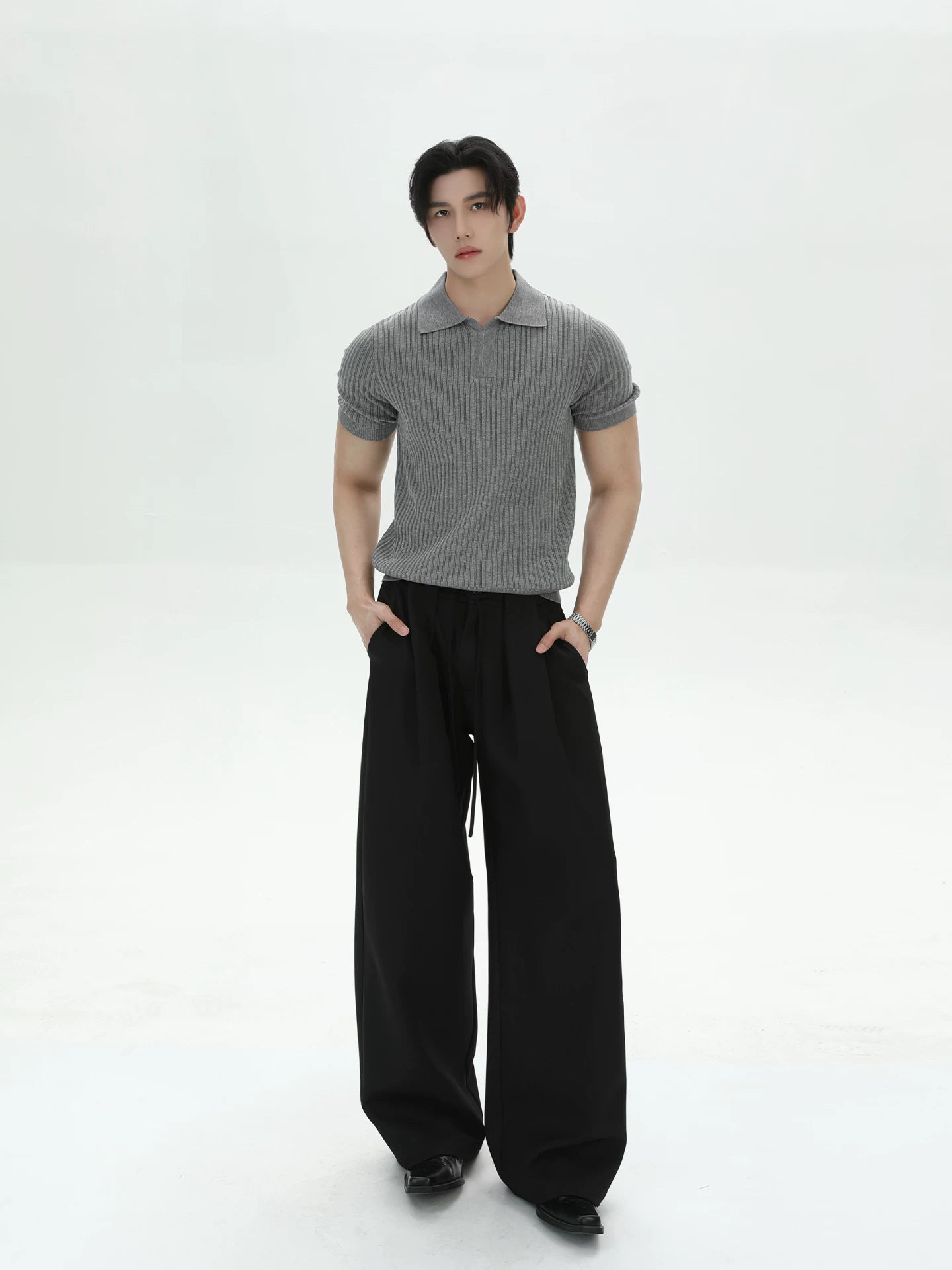 TURNTIDE Knitted Polo Shirt Casual Tee