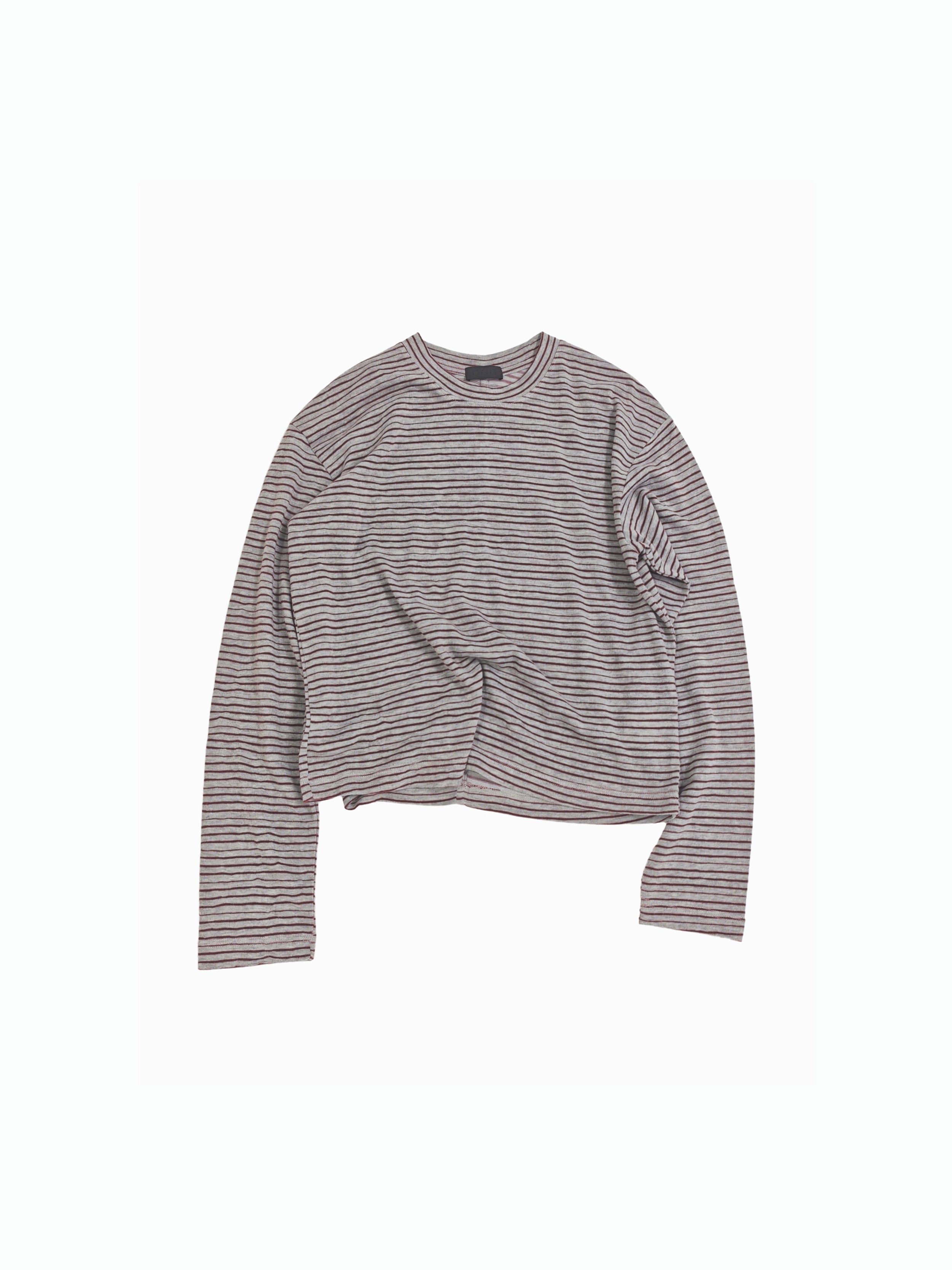 PLUS NO LOGO Casual Striped Crew Neck Long Sleeve