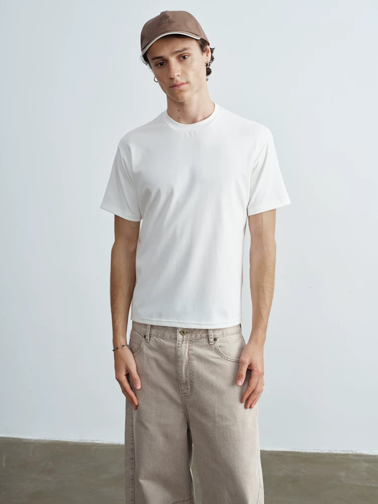 VLABMADE Embroidery Front Shoulder Elastic Tee