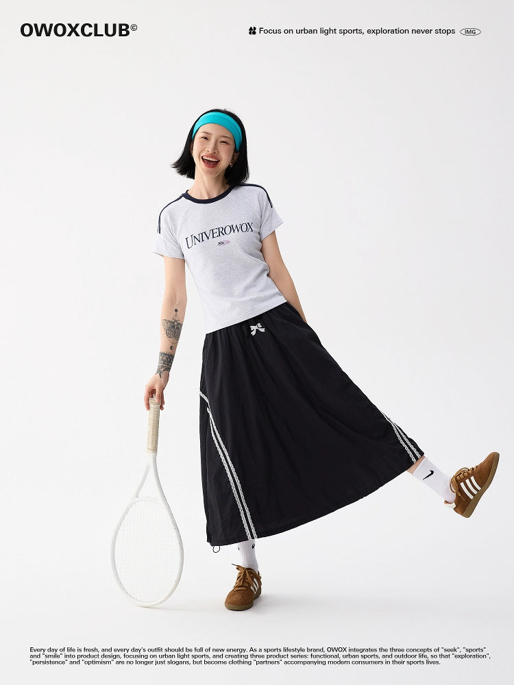 OWOX Slim and Skinny Striped Front Shoulder Short Tee