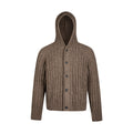 EME Thick Strip Pit Knit Ribbed Hooded Sweater Jacket