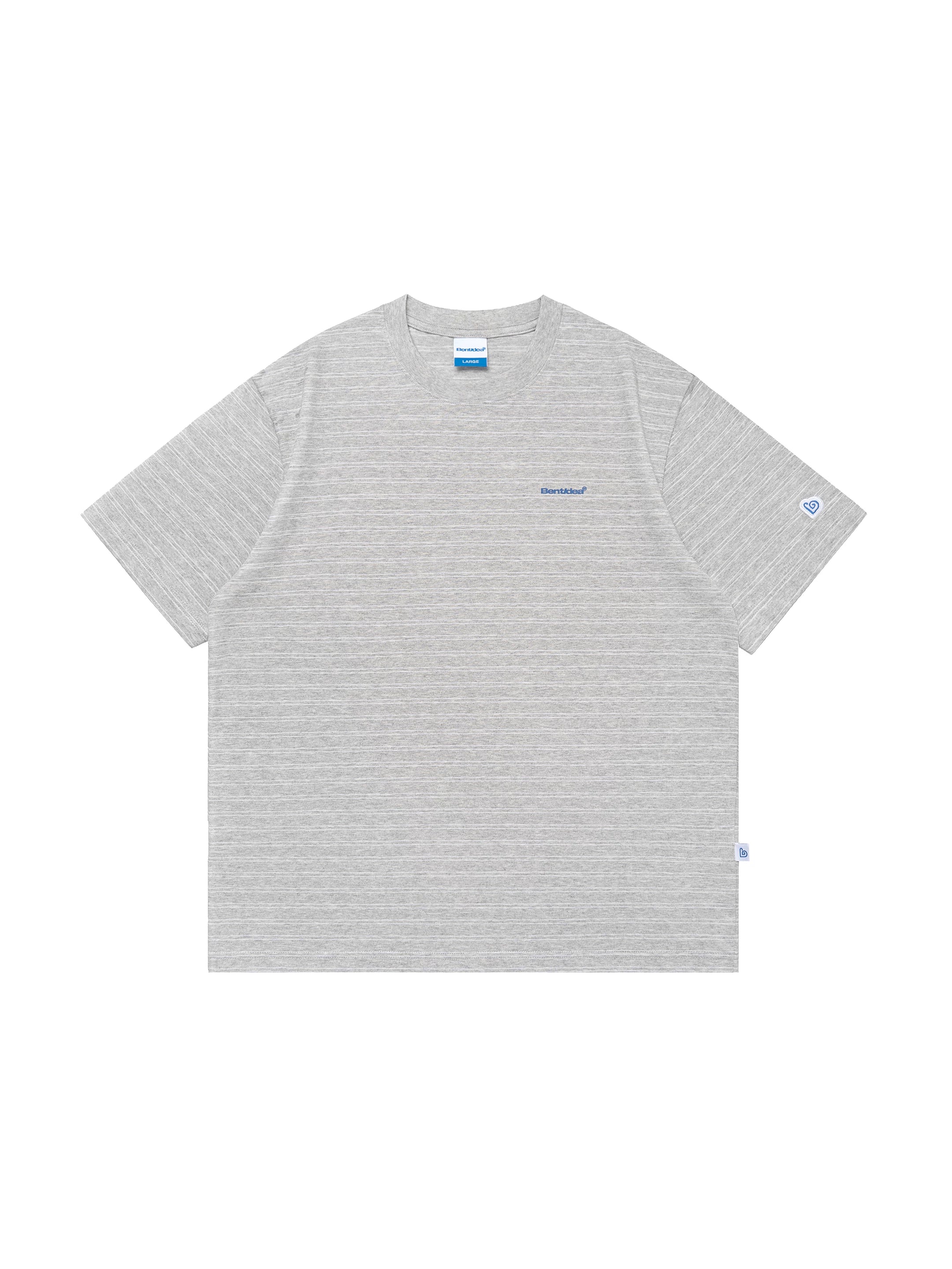 BENT IDEA Alphabet Print Striped Casual Tee