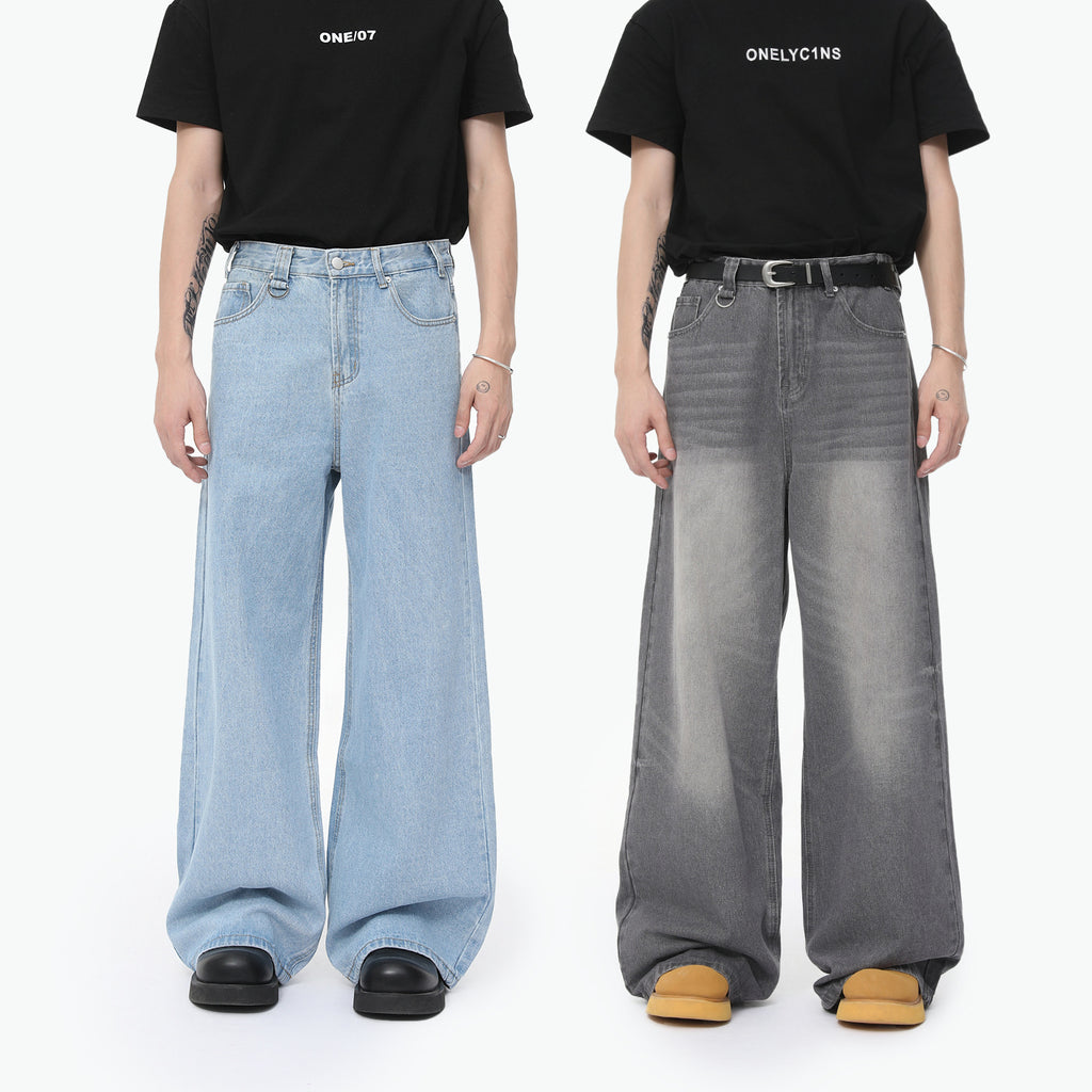 MTLCLOTHES Minimalist Wide Leg Loose Straight Jeans