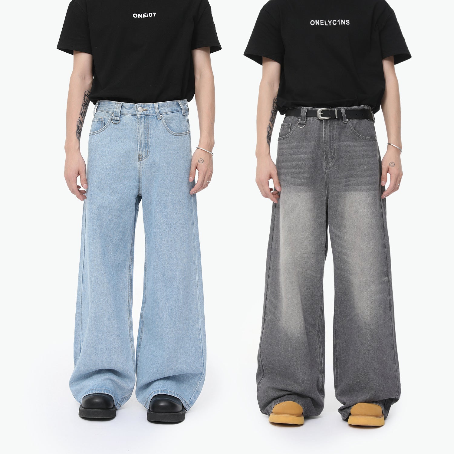 MTLCLOTHES Minimalist Wide Leg Loose Straight Jeans