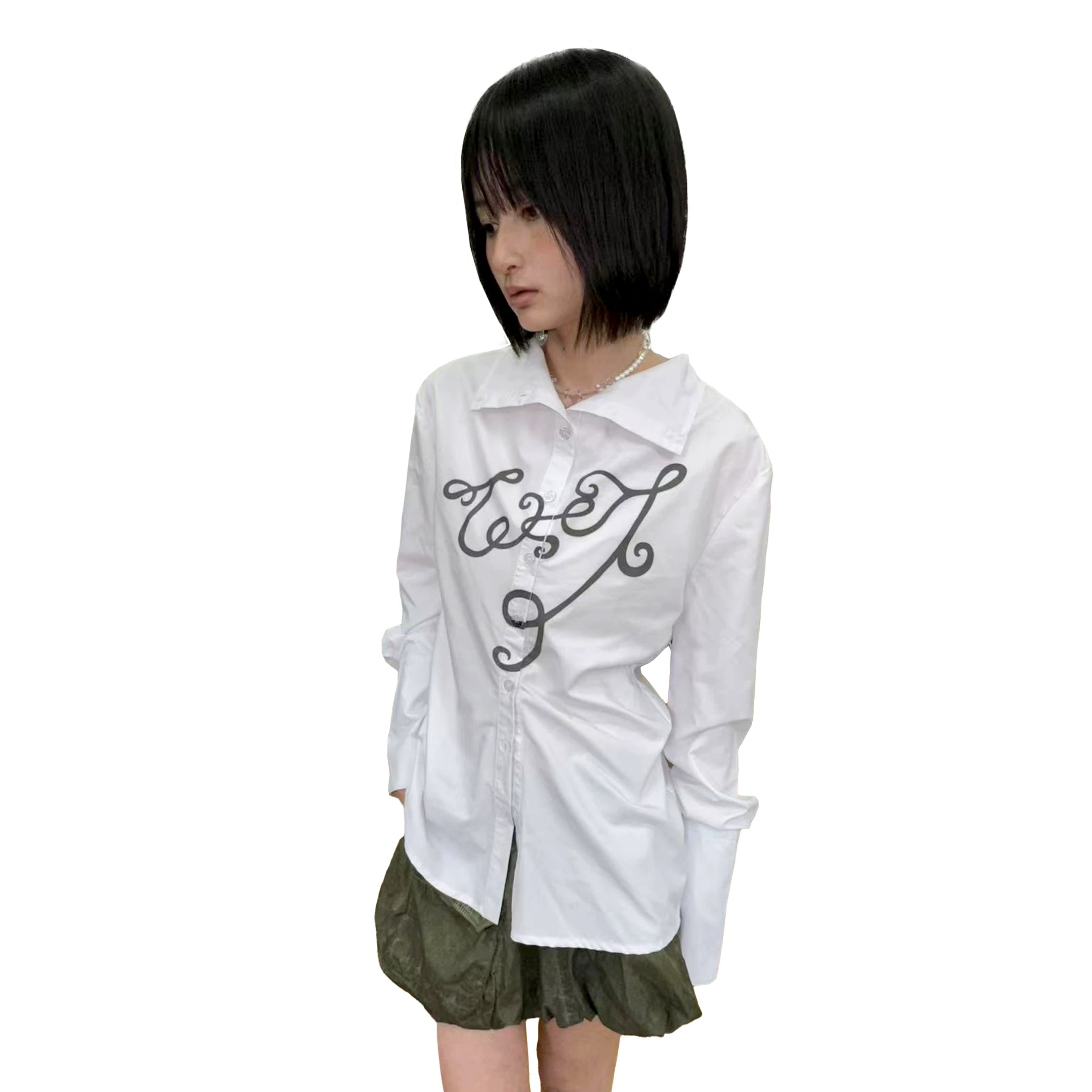 TheNewYouthPark Waist Versatile White Shirt