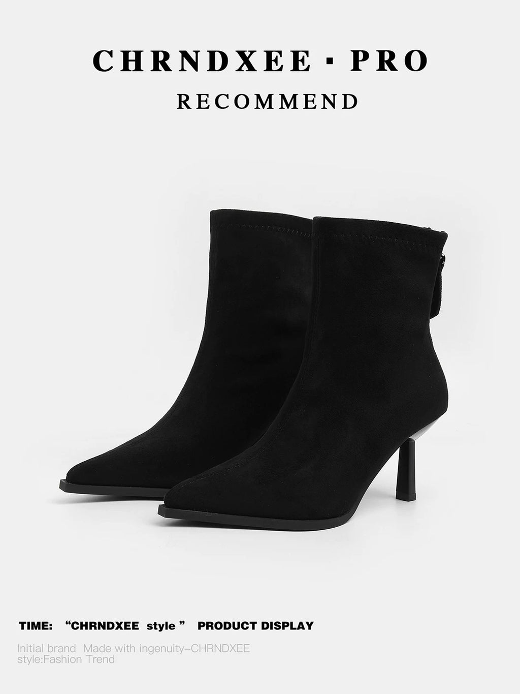 CHRNDXEE Casual Versatile Suede High Heel Boots