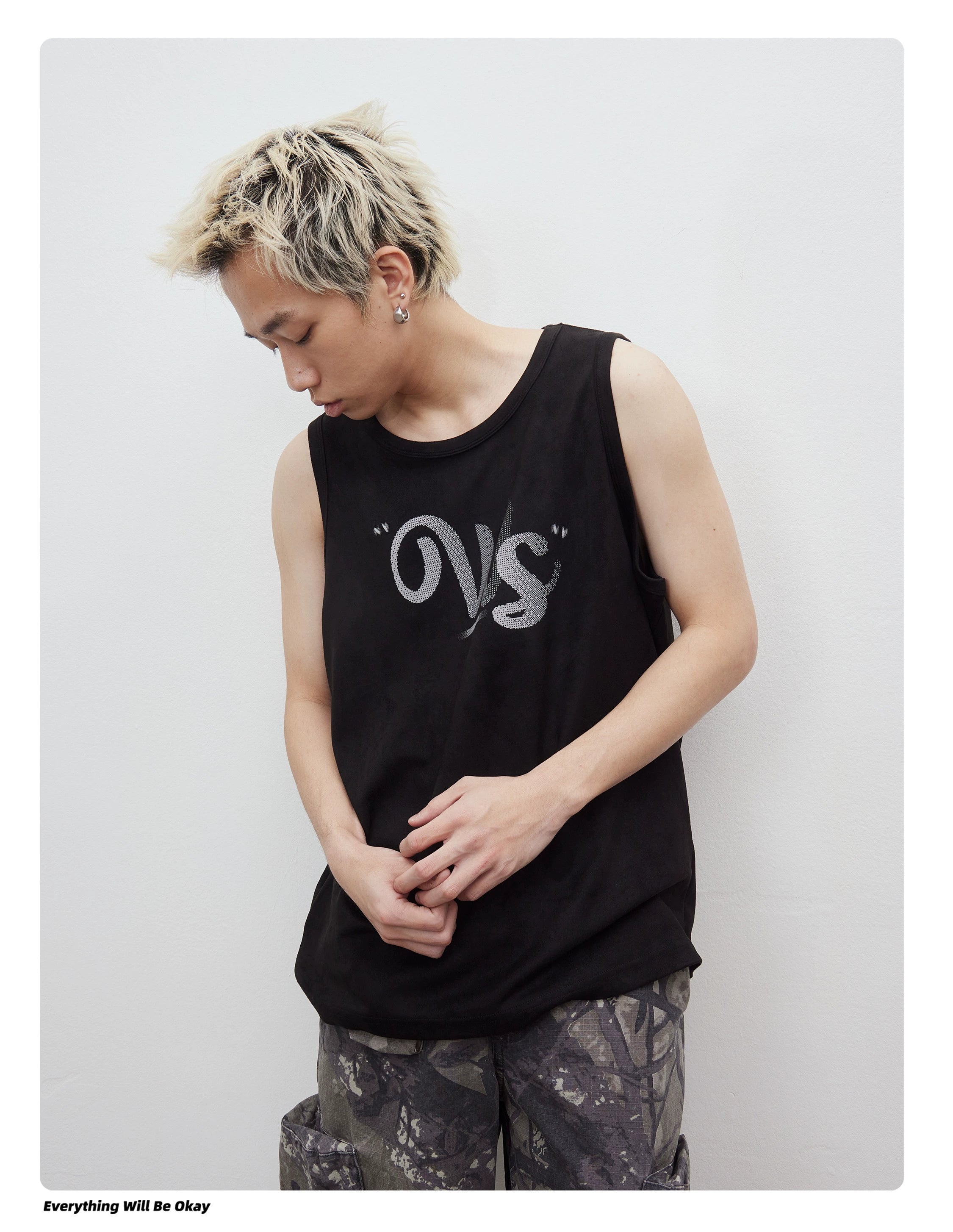 NICEBAD Gradual Change Letter Suede Vest