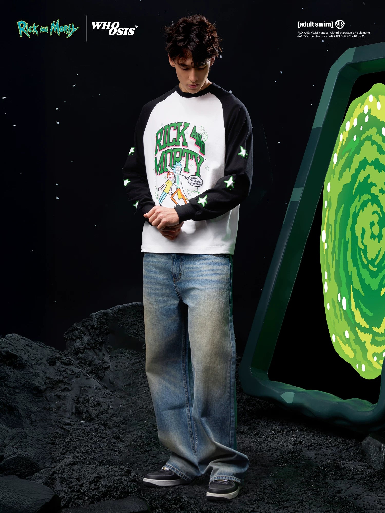 WHOOSIS Shoulder Sleeve Star Print Long Sleeve