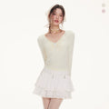 Imone Pleated V-neck Slim Slim Long Sleeves