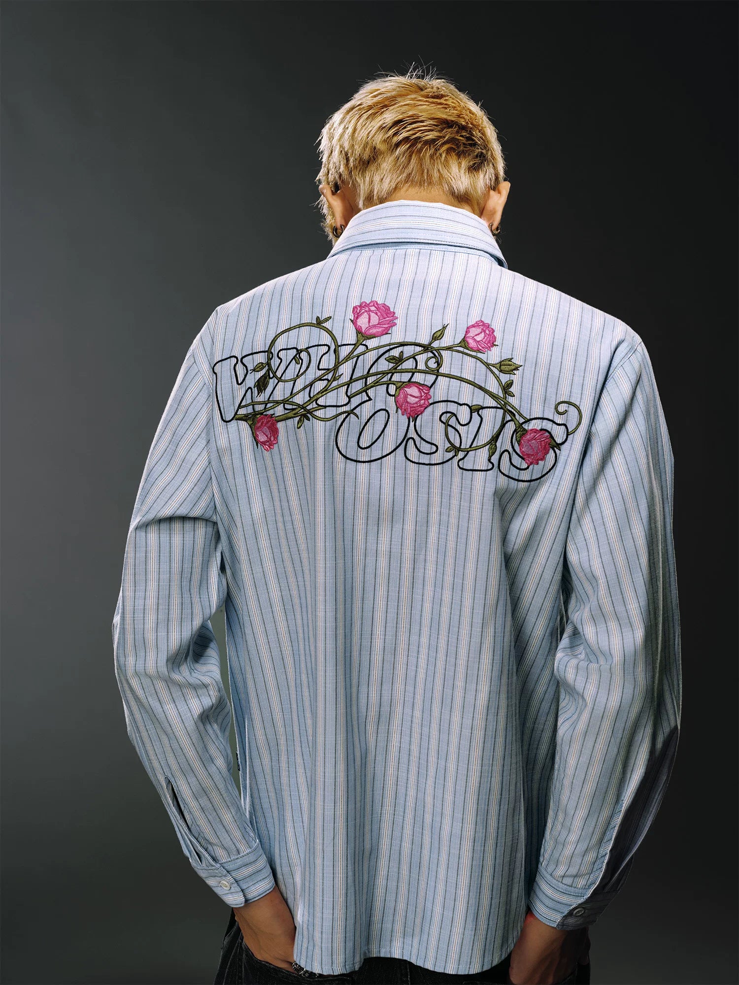 WHOOSIS Vine Rose Striped Long Sleeve Shirt