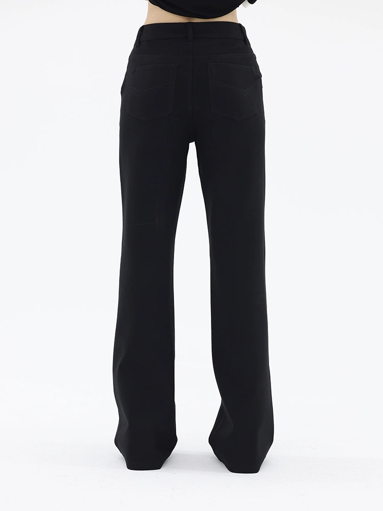 FUZZYKON Simple Casual Straight-leg Pants