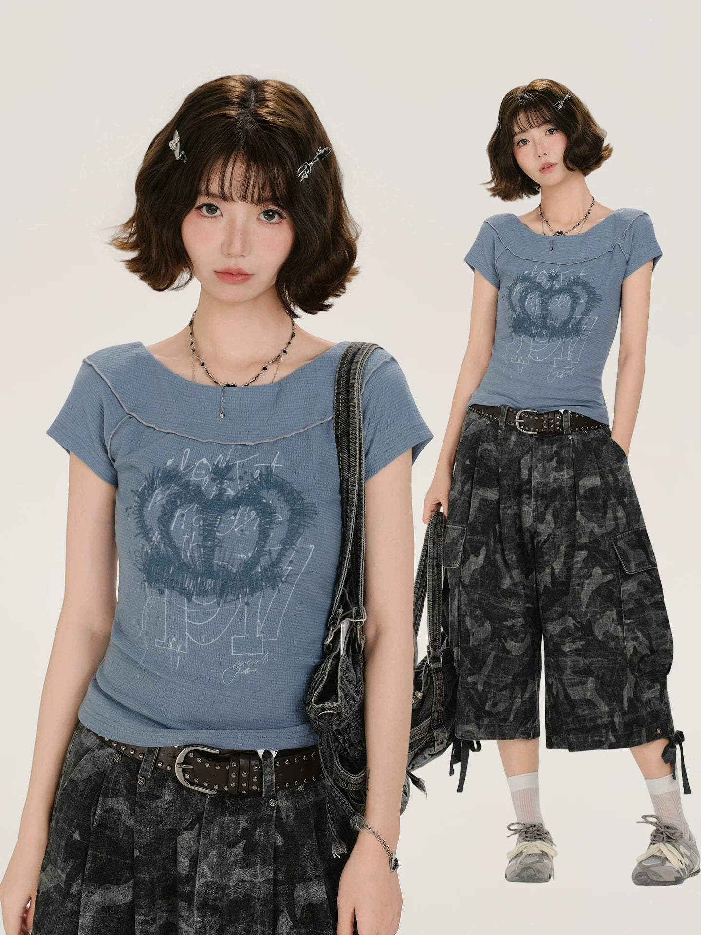 Girlyhalo Lapel Slim Short Tee