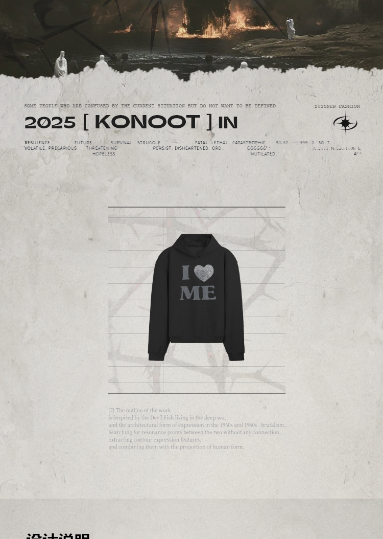 KONOOT Love Hot Diamond Letter Foam Print Hooded Sweater