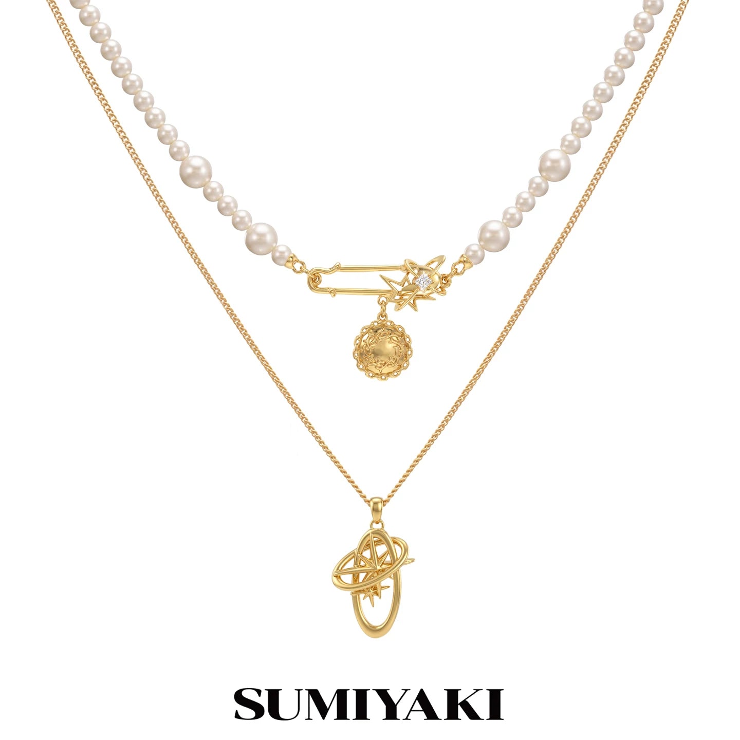 SUMIYAKI Vintage Pearl Double Layer Necklace