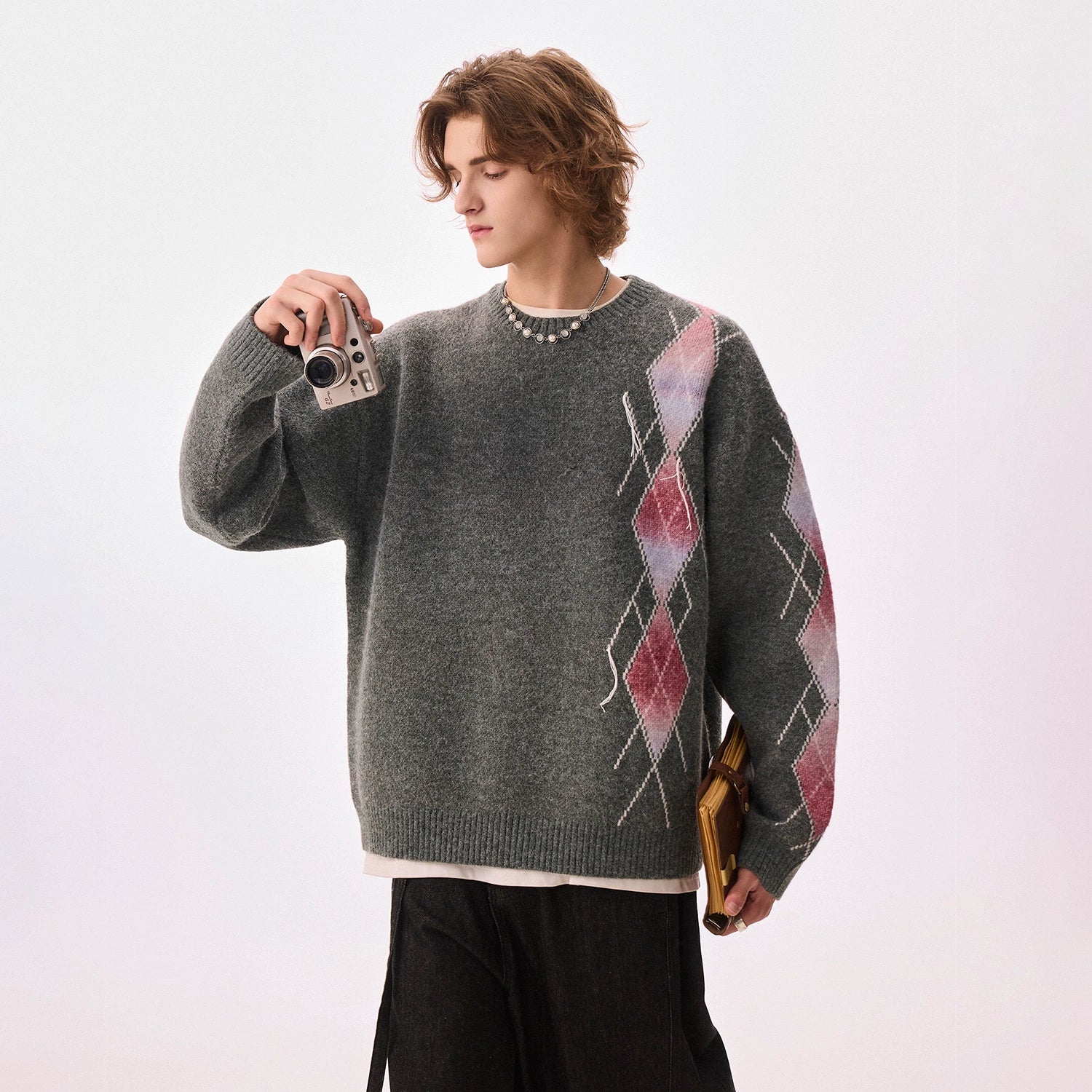 CHOR Lazy Style Plaid Knitted Sweater