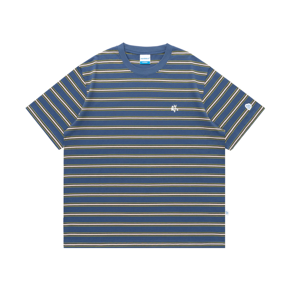 BENT IDEA Stripe Embroidery Casual Versatile Tee