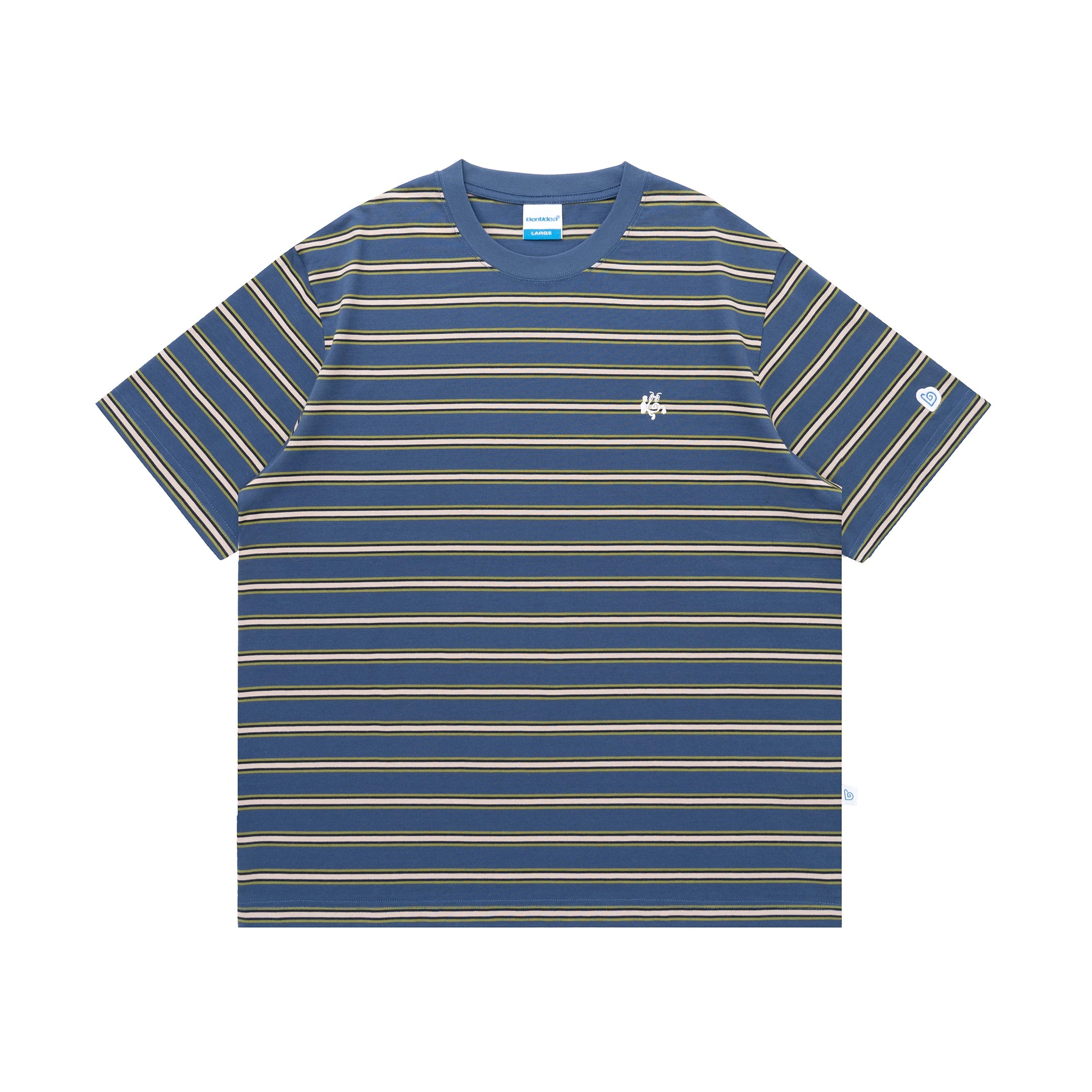 BENT IDEA Stripe Embroidery Casual Versatile Tee