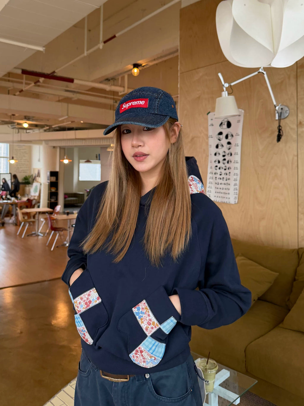 CCYE   Stitched Patch Embroidered Hooded Sweater