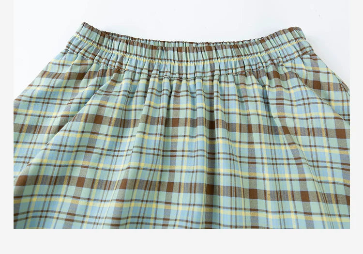 LOVEHEYNEW Vintage Contrasting Plaid Skirt