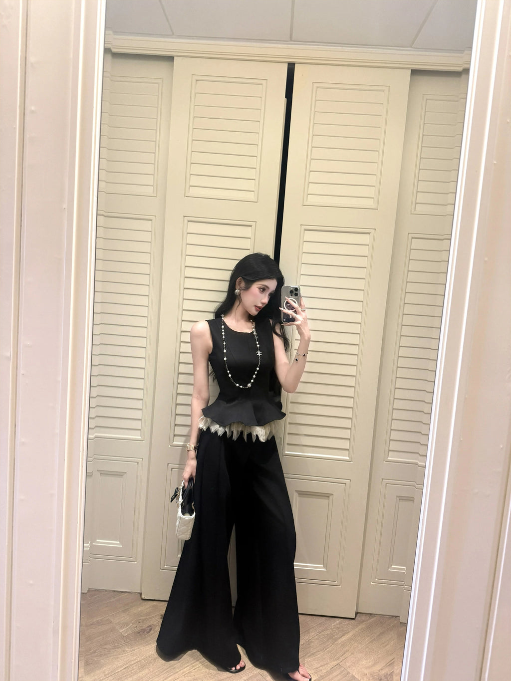 BarbChill Sleeveless Top Vest Vest Wide Leg Pants Set