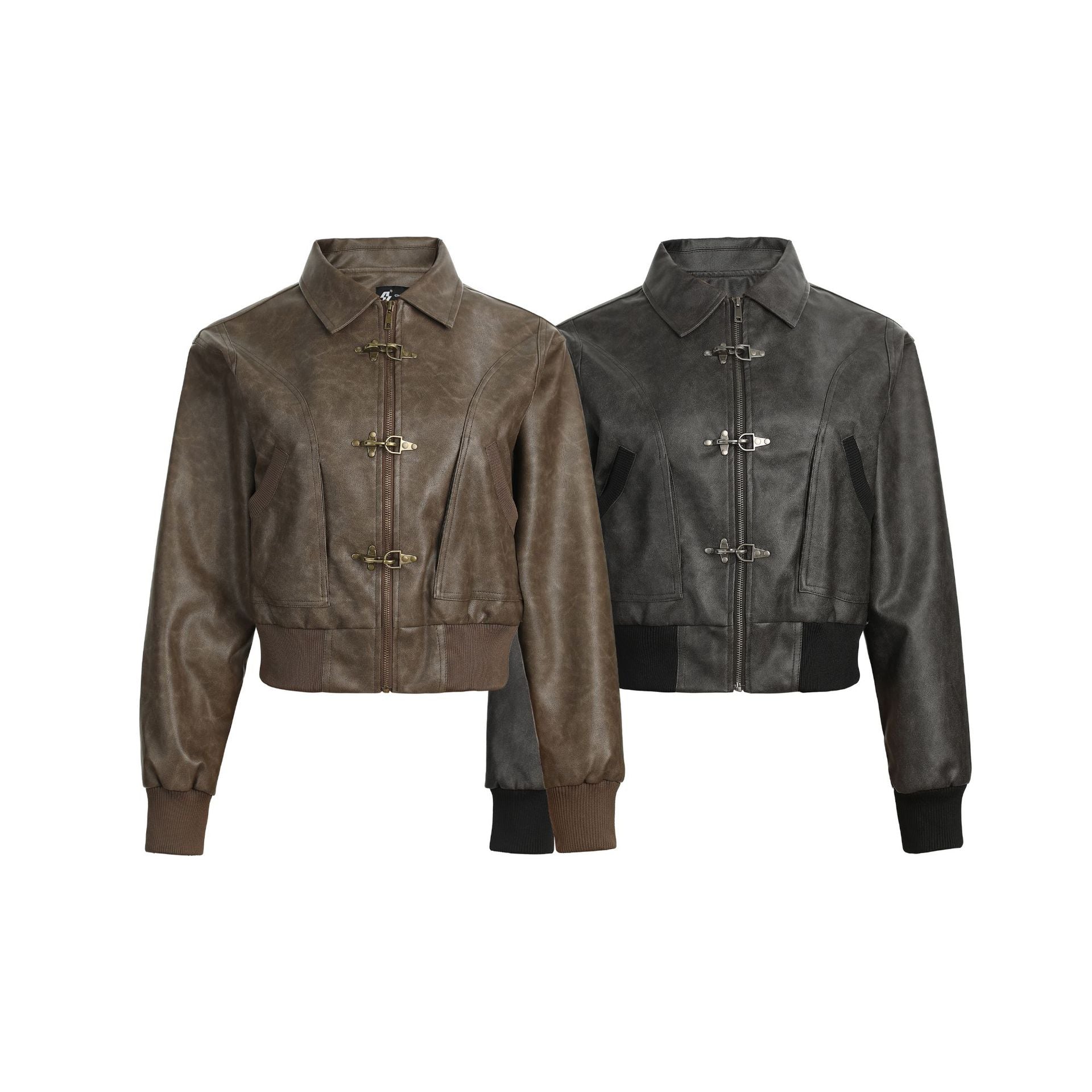 CHANYOOU Vintage Plane Buckle Leather Jacket