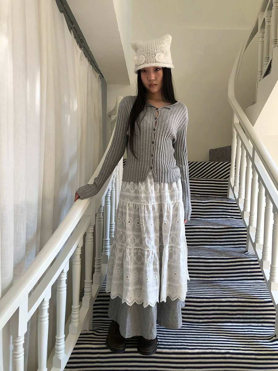Ang:project Openwork Embroidered Strappy Fart Curtain Skirt