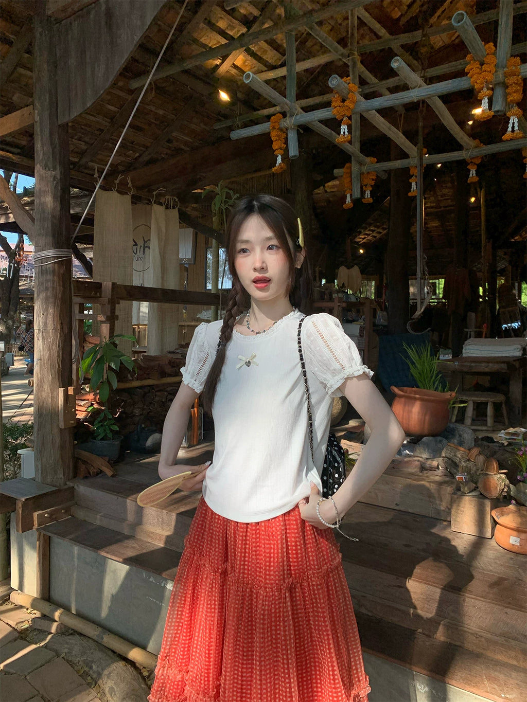 MUCHA Lace Splicing Casual Tee