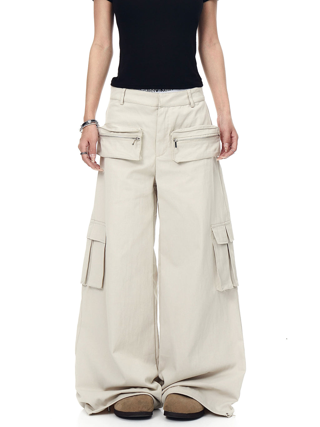 BLACKLISTS Multi-pocket Tooling Loose Wide Leg Floor Mopping Pants