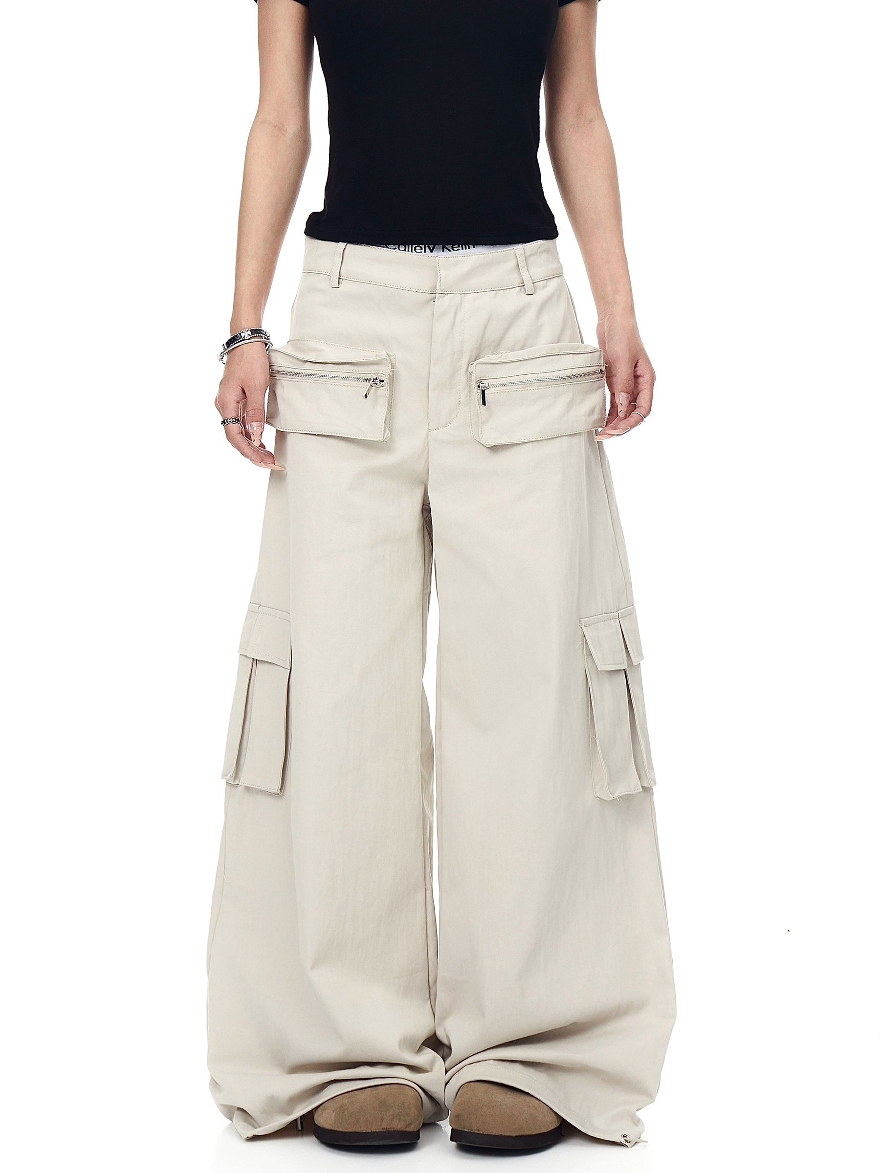 BLACKLISTS Multi-pocket Tooling Loose Wide Leg Floor Mopping Pants