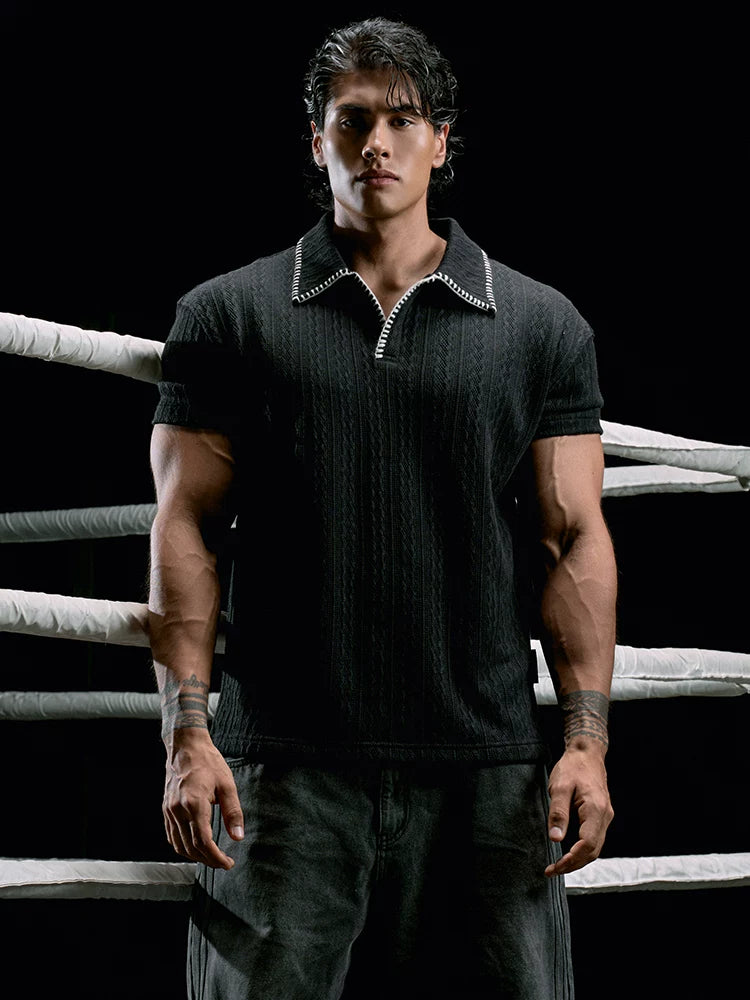 MuscleDog Sports Casual Lapel Polo Tee