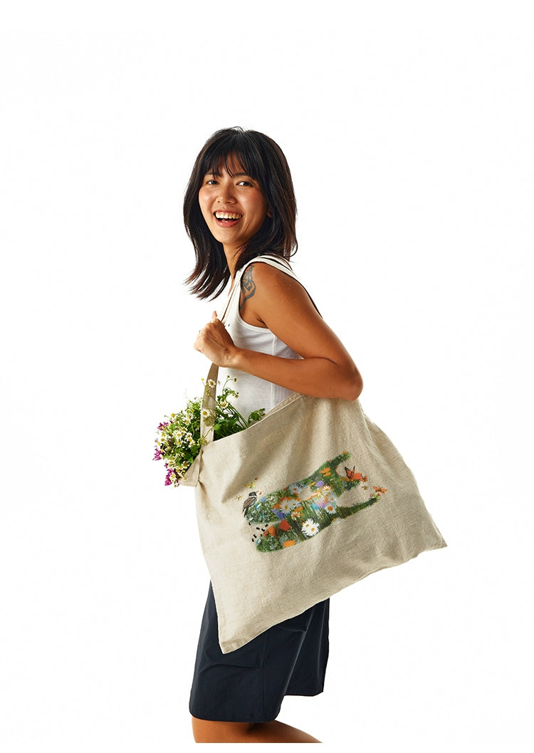 CryingCenter 3C Flower and Bird Large Capacity Linen Canvas Bag