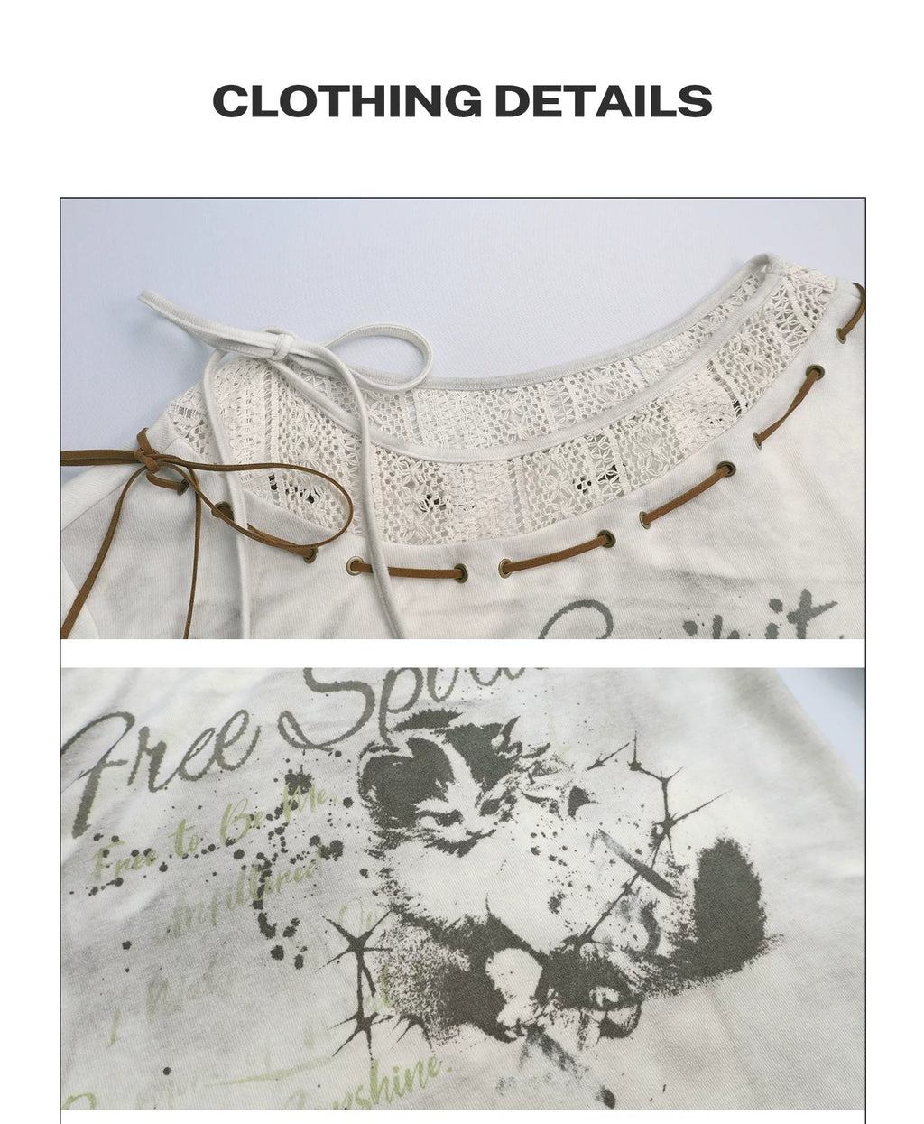 Girlyhalo Vintage Print Splicing Loose Long Sleeves