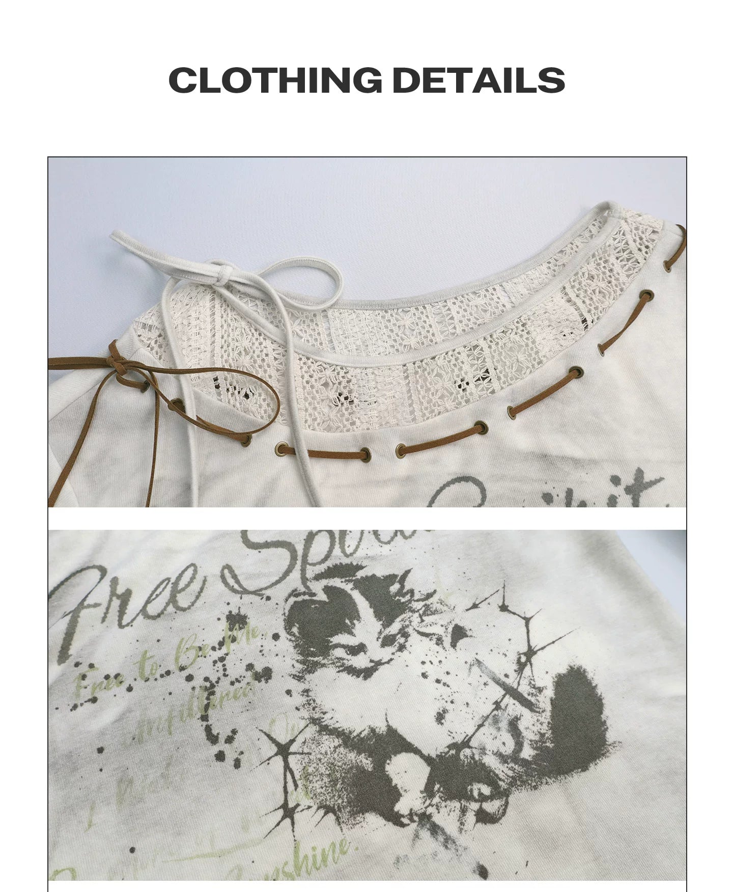 Girlyhalo Vintage Print Splicing Loose Long Sleeves