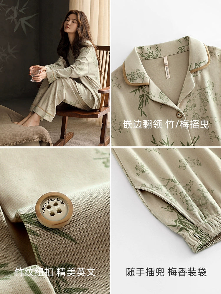 Yuenai New Chinese Long-sleeved Loungewear Pajamas