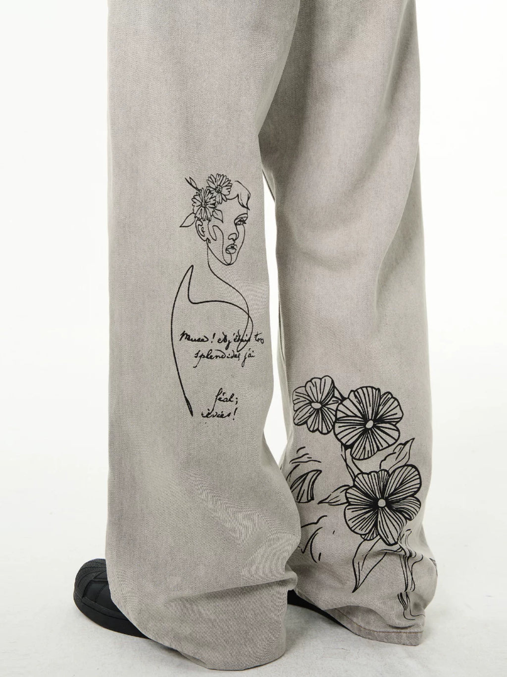 MADWITCH Retro Hand-painted Graffiti Jeans