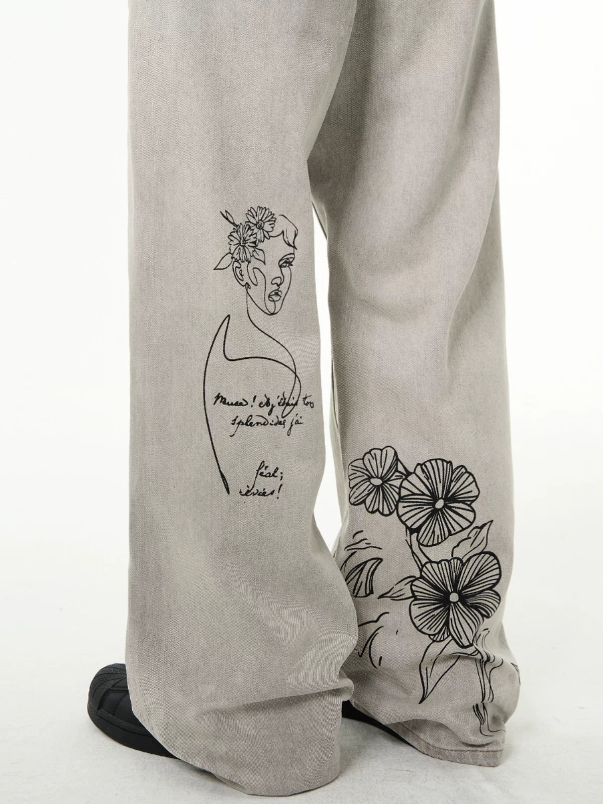 MADWITCH Retro Hand-painted Graffiti Jeans