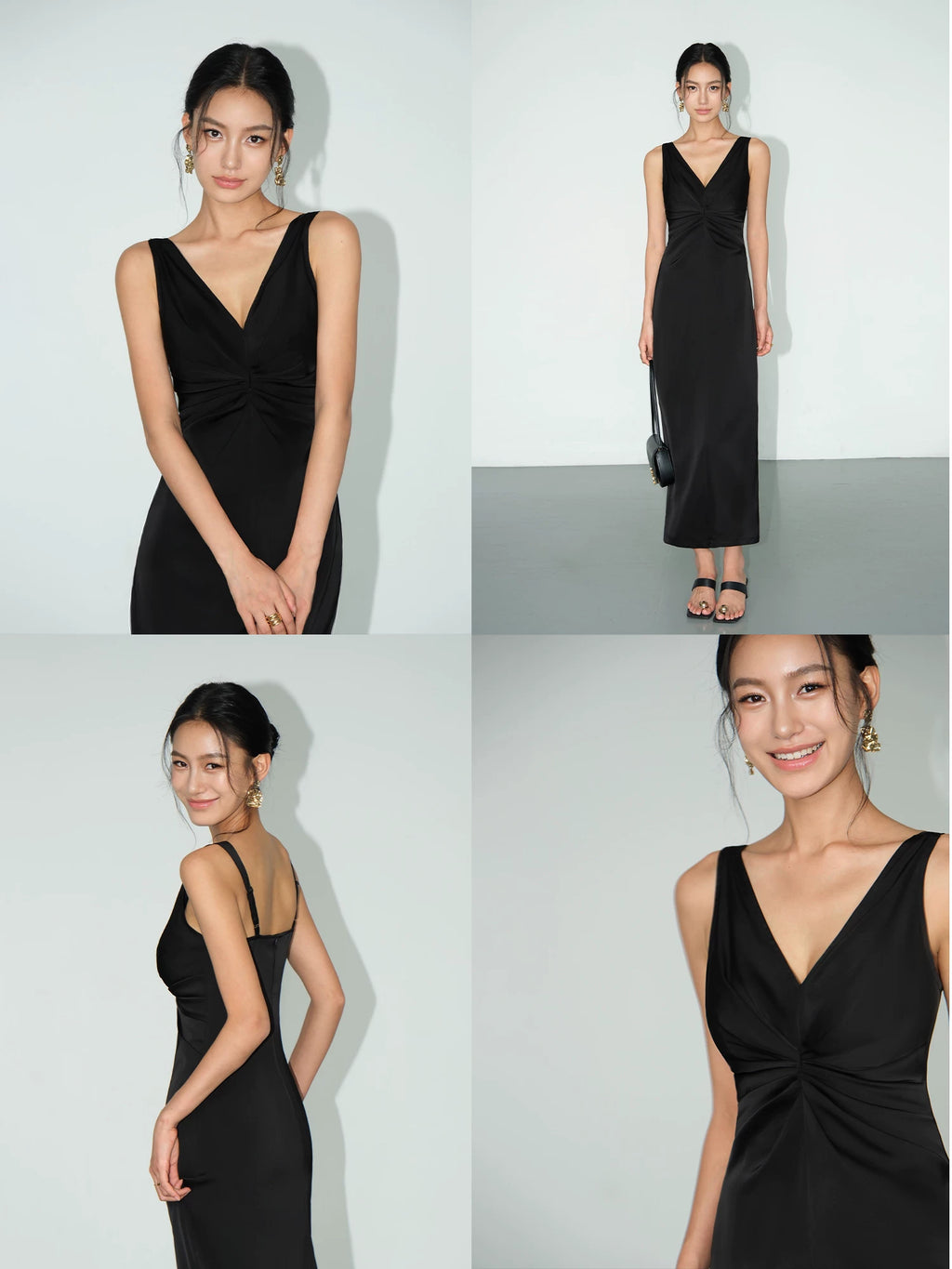 NEVA HU Waist V-neck Sleeveless Dress