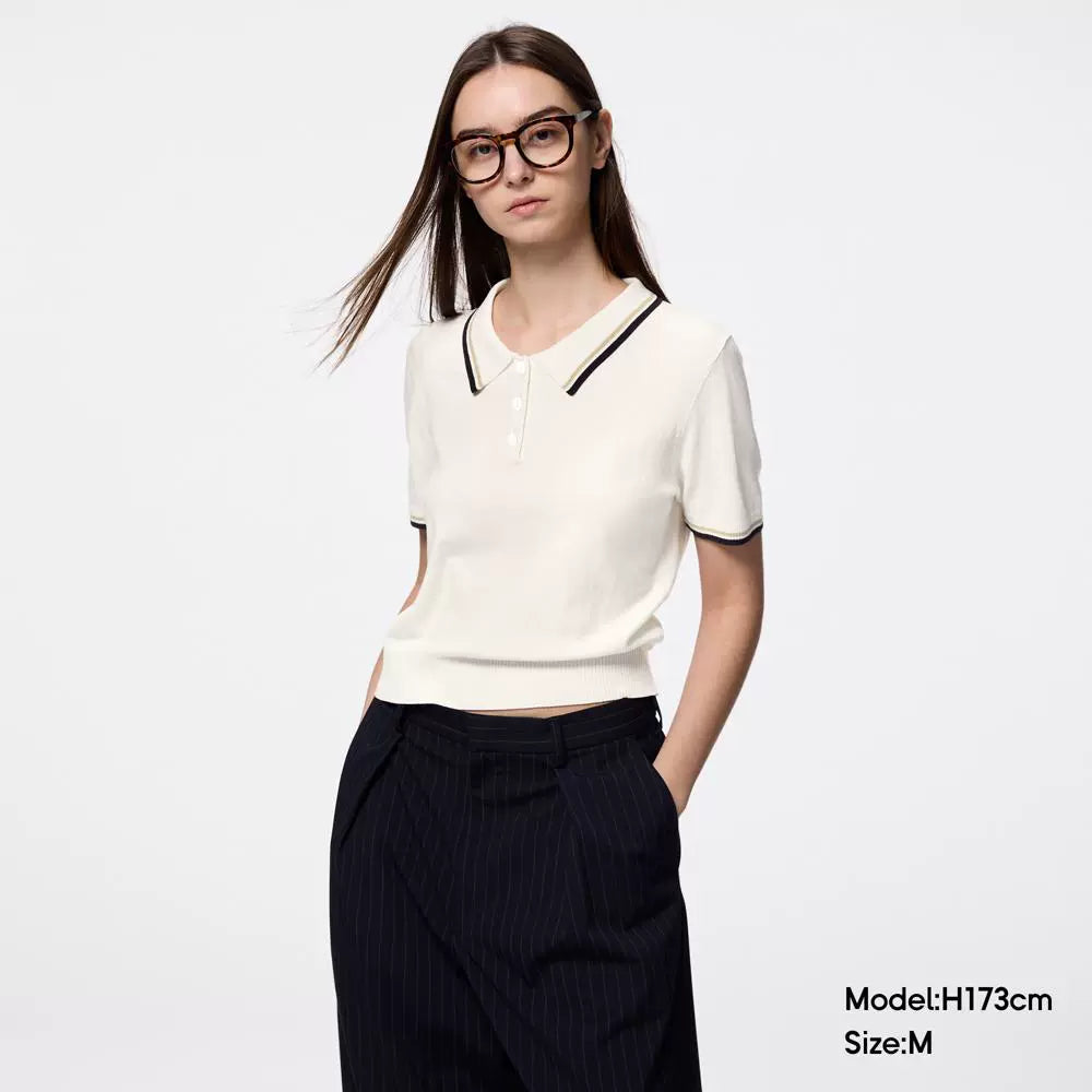 GU Striped Lightweight POLO Knitted Sweater