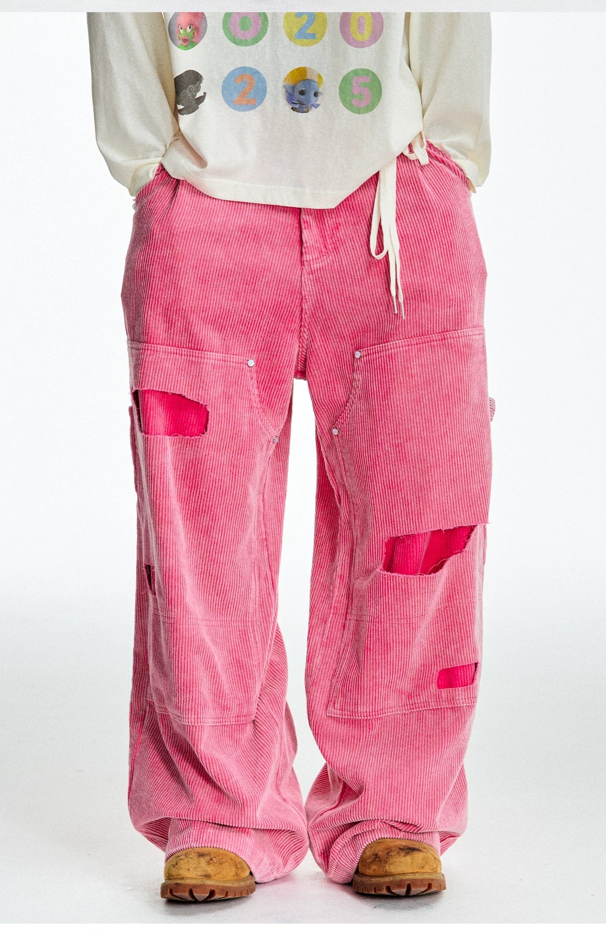 CoosRetro Corduroy Ripped Overalls