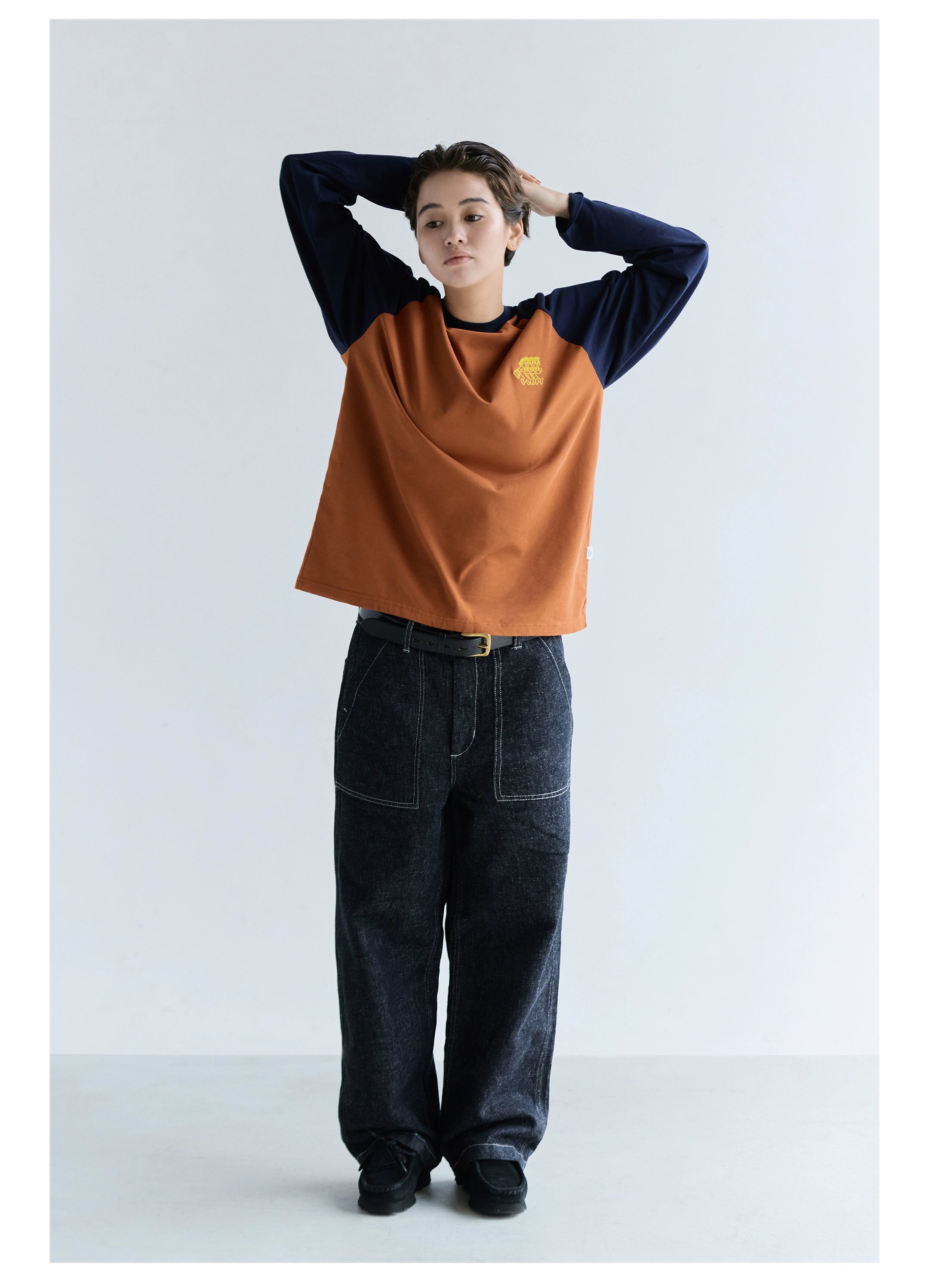 BENT IDEA Casual Color Matching Shoulder Long Sleeves