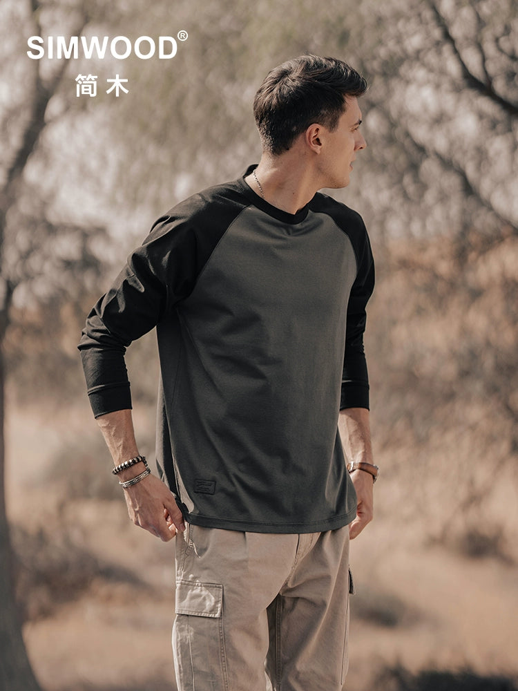 Simwood Contrast Crew Neck Shoulder Sleeves